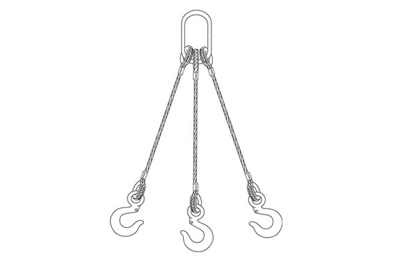 Three-Leg Bridle Sling with Oval Link and Hooks