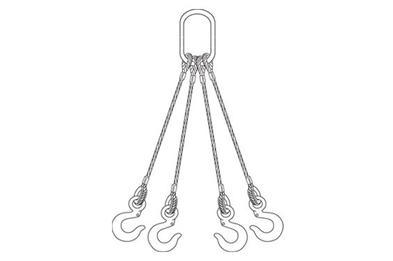 Four-Leg Bridle Sling with Oval Link and Hooks